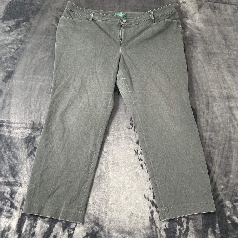 Lauren Ralph Lauren Pants Womens 20W Gray Adelle Straight Leg Cotton Blend 2302